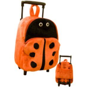 NWT Backpack Soft Plush Bottom Wheels & Studs Ladybug by Stephen Joseph